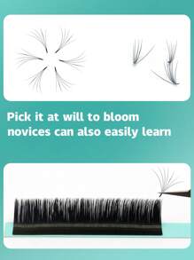 Qeelasee 1 Box 15-20mm MIX Blooming Flare Lashes  Automatic Fanning Lash Faux  Volume Eyelash Extensions Easy Fan - Black - View 5