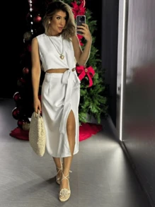 Women Two-piece Outfits - trắng - Xem 2