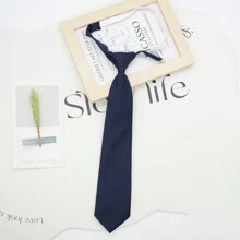 1 件兒童學院風格領帶,手工校服領帶,無結短學生領帶 - 藏蓝色 - 查看 1