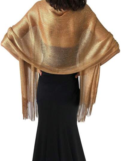 Boho 1pc Women's Golden Sparkly Shrug For Formal Occasions Like Prom,Party,Bridesmaid Or Bridal Accessories Women