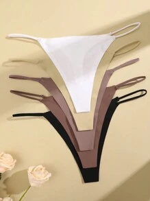 FINETOO 5pcs Women's Sexy Simple Seamless G-String - Multicolor - View 3