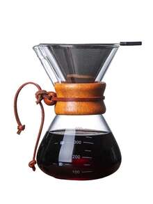 耐熱玻璃咖啡壺400ml咖啡共享壺,木柄手沖壺,簡約現代高硼硅玻璃壺,適用於家庭、旅行和聚會 - 白色 - 查看 8