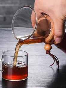 耐熱玻璃咖啡壺400ml咖啡共享壺,木柄手沖壺,簡約現代高硼硅玻璃壺,適用於家庭、旅行和聚會 - 白色 - 查看 5