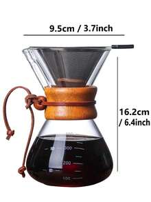 耐熱玻璃咖啡壺400ml咖啡共享壺,木柄手沖壺,簡約現代高硼硅玻璃壺,適用於家庭、旅行和聚會 - 白色 - 查看 9