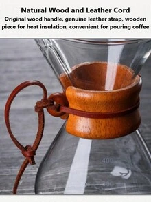 耐熱玻璃咖啡壺400ml咖啡共享壺,木柄手沖壺,簡約現代高硼硅玻璃壺,適用於家庭、旅行和聚會 - 白色 - 查看 3