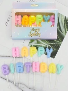 13pcs/Set Colorful Macaron Double-Sided Birthday Party Cake Decoration Candles, Back To School Valentine Day - Multicolor - View 8
