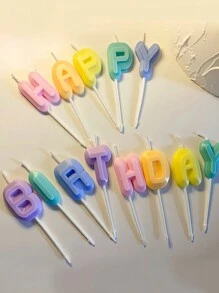 13pcs/Set Colorful Macaron Double-Sided Birthday Party Cake Decoration Candles, Back To School Valentine Day - Multicolor - View 3