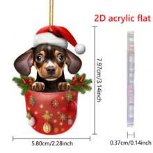 1 Miếng Giáng sinh Cúp Dễ thương Chó Ô tô/xe hơi Vật rủ xuống Acrylic Chiếu hậu ô tô Gương Trang trí treo Cây thông noel Đồ trang trí Nội thất ô tô Phụ kiện - Đỏ - Xem 3