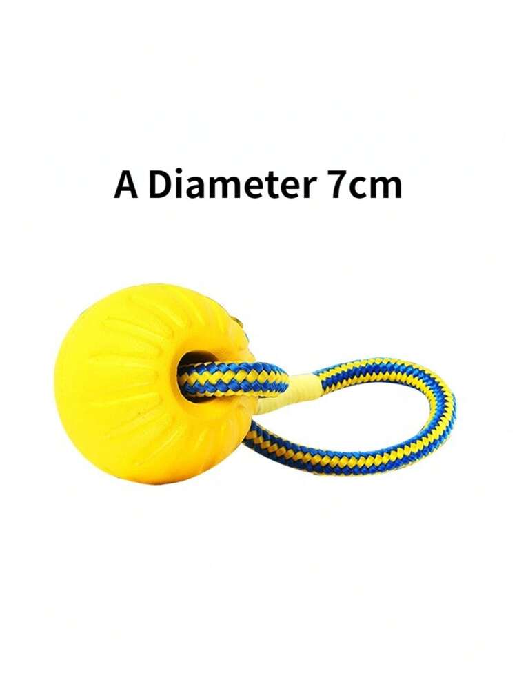Durable Pet Training Toy Ball with Rope for Tug, Pull, and Chew - Perfect for Interactive Play and Dental Health - Mustard Yellow - View 4