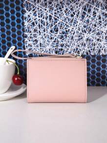 Letter Graphic Two Tone Pocket Wallet Small ID Window Bifold Women Wallet School Supplies For School Dorm Room Hot Pink Wristlet Wallet For Women Wallet Purse Wallet Small Wallet - Pink - View 7