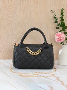 New Fashion Festival Gift Large Size Embroidered Decor Chain Shoulder Handbag - Black - View 4