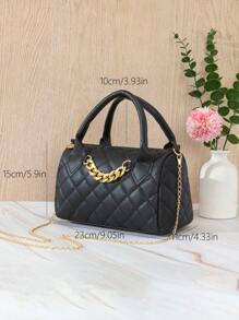 New Fashion Festival Gift Large Size Embroidered Decor Chain Shoulder Handbag - Black - View 2