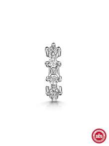 SereneSpark 1 Pc Single 925 Sterling Silver Single Cartilage Piercing Earrings Earrings Unisex Dating Jewelry - Silver - View 3