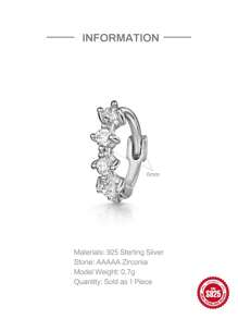 SereneSpark 1 Pc Single 925 Sterling Silver Single Cartilage Piercing Earrings Earrings Unisex Dating Jewelry - Silver - View 4