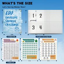 100封信封挑戰預算計劃表,輕鬆有趣地節省$5,050,附節省挑戰、預算計劃和現金信封、預算工作簿和儲蓄跟蹤器 - 藍色 - 查看 2