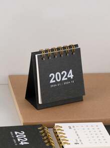 1入組數字圖形迷你台歷，黑色紙質便攜式家用桌面日曆