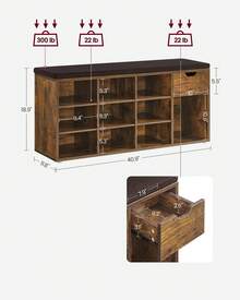 VASAGLE Organizadores de zapatos - Marrón - Ver 7