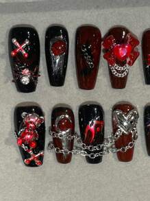 適用於派對、生日和日常穿搭，提升您的時尚品味。配有1pc JellyGlue，1pc美甲文件。包含（每種1pc） - 彩色 - 查看 3