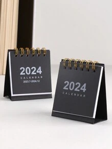 1pc Mini 2024 Desk Calendar, Portable And Simple Design, Small But Delicate, Ideal For Desktop - Black - View 3