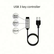 1入組5m-10m Rgb Led燈條smd 2835 225/450 Led柔性發光二極管,帶有3鍵控制器,適用於臥室、客廳、電視、電腦、家居裝飾(不含包裝盒) - 三色(紅綠藍) - 查看 8