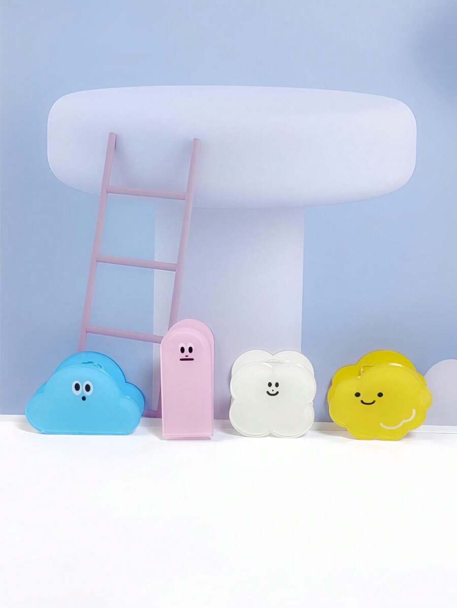 1入組卡通可愛雲朵大拇指向上亞克力文具夾/書籤 - 白色 - 查看 1