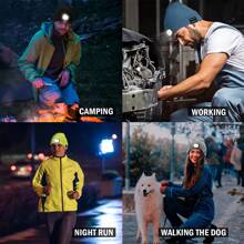 YunTuo 1 件男女通用音樂帽led 無簷小便帽帶燈usb 可充電音樂帽帶燈可調節3 級亮度頭燈無簷小便帽適合冬季戶外活動、遛狗、跑步、釣魚、鏟土、遠足、騎自行車、通勤、男士禮物爸爸父親情人節usb 充電帽 - 元寶寶藍 - 查看 5