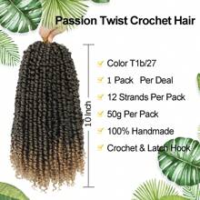 熱情扭曲頭髮淺啡色10英寸預捲熱情扭曲鉤編頭髮延伸1包預編鉤編頭髮短髮熱情扭曲頭髮(10英寸1包) - Light Brown - 查看 6