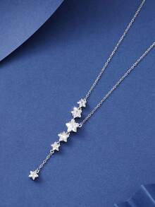 1pc Autumn And Winter New Arrival Women's Delicate Star & Tassel Collarbone Chain Necklace, Korean Style, Versatile 5-pointed Star Pendant Jewelry For Valentine's Day - Star - View 6