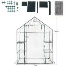Plastic Greenhouse, Greenhouse With PV Film, Greenhouse Walk-In Design, Tomato House For Flowers & Plants, 147 X 73 X 195 Cm (PVC Film) - White - View 4