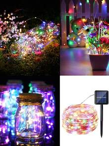 1入太陽能led星形防水銅線串燈,適用於戶外裝飾,陽台、聖誕樹、花園、童話主題派對、防水、聖誕花環、院子裝飾 - 彩色 - 查看 1