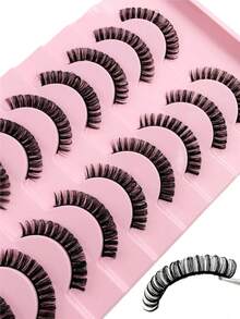 Asiteo 10 Pairs Russian Lashes, D Curl Thick & Dense, Natural & Fluffy Makeup, Create Messy Chic Look - 黑色 - 查看 5