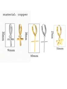 1PC Fashion New Cross Couple Earrings Christmas Valentine'S Day Thanksgiving Gift - Cross - View 11