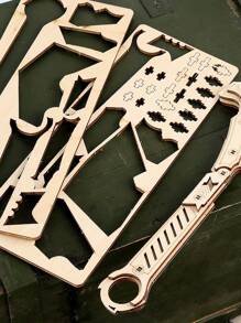 1set Random Color & Style Wooden Puzzle Folding Axe, Diy Handmade 3d Wooden Assembling Hatchet - Multicolor - View 6