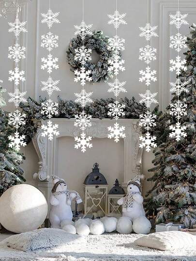 1入組聖誕裝飾雪花花環拉花適合婚禮,家庭裝飾用品,雪花裝飾物