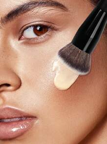 MAANGE 1支圆形粉底刷，带收纳盒，化妆工具采用柔软纤维材质，方便携带，旅行必备，可作粉底刷、遮瑕刷、腮红刷、修容刷、古铜粉刷、散粉刷等，赠品 - 黑色 - 查看 6