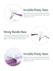 SONG LASHES Pre-Made Fan-Shaped Pointed Eyelash Extensions, 8D 0.05 Pre-Made Thick Fan-Shaped Eyelash Clusters, Eyelash Clusters, Individual Eyelashes, False Eyelashes - D - View 5
