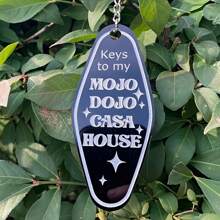 1pc Black Vintage Mojo Dojo Casa House Acrylic Keychain Fun Keyring - Black - View 1