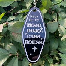 1pc Black Vintage Mojo Dojo Casa House Acrylic Keychain Fun Keyring - Black - View 2