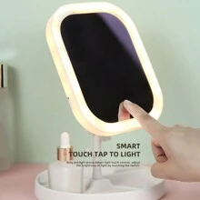 1pc Desktop Led Makeup Mirror With Lights, Detachable & Usb Chargeable & Foldable, Suitable For Students And Dormitory - Multicolor - View 3