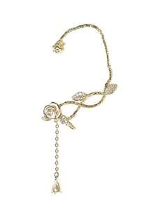 1對簡約玫瑰形無耳洞耳環,配有獨特的流蘇設計,適用於女性 - 花朵 - 查看 5