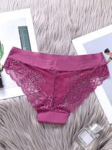 女士6入組無縫冰絲蕾絲性感透明褲襠三角褲 - 彩色 - 查看 2