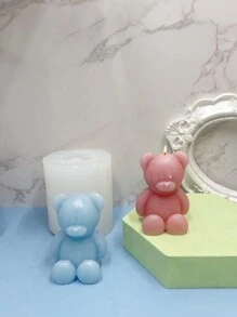 1pc Small Bear Shaped Candle Silicone Mold For Creative Diy Aroma Diffuser Stone Wax Candle Mold - White - View 1