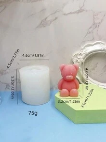 1pc Small Bear Shaped Candle Silicone Mold For Creative Diy Aroma Diffuser Stone Wax Candle Mold - White - View 5