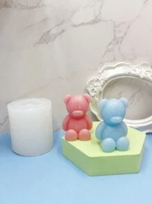 1pc Small Bear Shaped Candle Silicone Mold For Creative Diy Aroma Diffuser Stone Wax Candle Mold - White - View 4