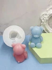 1pc Small Bear Shaped Candle Silicone Mold For Creative Diy Aroma Diffuser Stone Wax Candle Mold - White - View 2