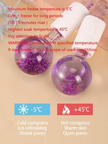 2入組金屬亮絲面部按摩球紫色金屬亮絲冰球臉部冰球美妝冰球熱包冰袋採用皮膚護理面部按摩產品 - 紫色 - 查看 10