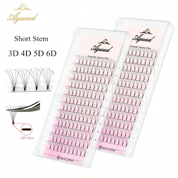 Mix8-15mm 3D 4D 5D 6D Russian Pre Made Volume Fans Premade Fans Eyelash Extensions Short Stem Promade Lash Extensions
