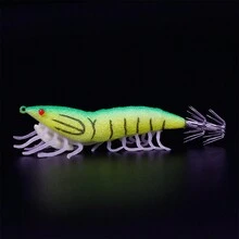 JTUUWRAP 1pc Luminous Soft Foot Artificial Shrimp Squid Hook With Rattle And Soft Foot Shrimp Lures Imitating Crayfish For Sea Fishing - Green - View 2