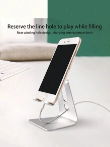 桌面單層折疊金屬支架鋁合金手機平板雲懶人架，適用於手機和平板電腦 - 銀色 - 查看 3