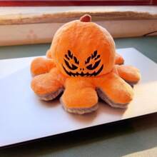 1pc Reversible Spider Jack-O-Lantern Plushie Double Cute Stuffed Reversible Octopus Doll Halloween Home Decoration Christmas Gift Halloween Decoration - Orange to Gray - View 2